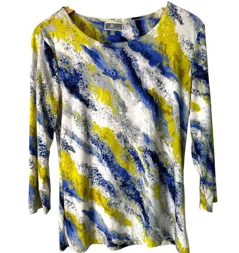 JM Collection Abstract Print Top 3/4 Sleeve Comfortable Knit Top Size S