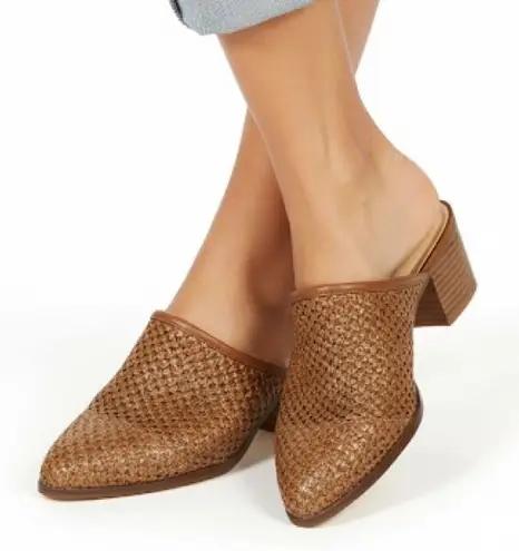 Chinese Laundry  Woven Mule Clog Heels Womens 8.5 Brown Slip On Coastal Boho