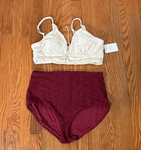 ANDIE Bikini Set Cabarete Top Super High Waisted Bottom Lace size Large NWT