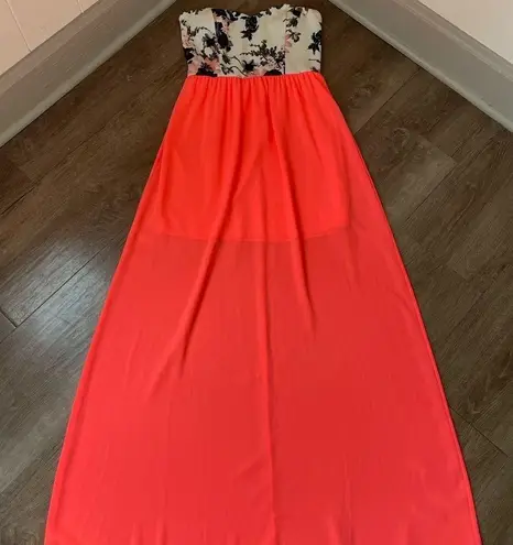 Style Rack Strapless Maxi Dress ~ floral, sheer, lined ~ women’s size Large