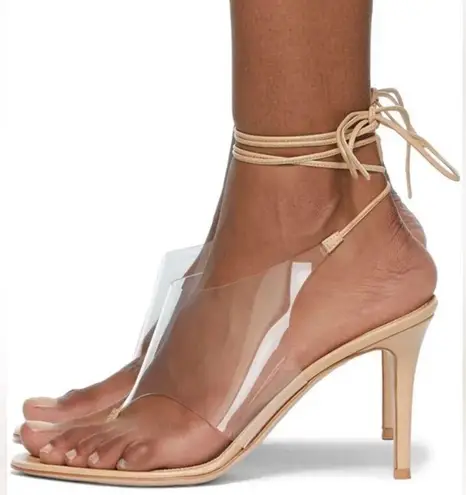 Gianvito Rossi Plexi PVC Leather Thong Heel Wraparound Sandals Size EU 36.5