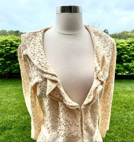 INC Cream Lace Jacket Size M