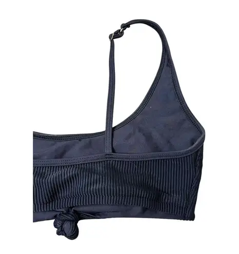 FRANKIES BIKINIS Black Ribbed Knotted Scoop Neck Wide Strap Greer Top Size XS