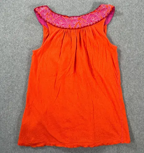Meadow Rue Anthropologie Embroidered Collar Tunic Top Women's Small Orange Pink