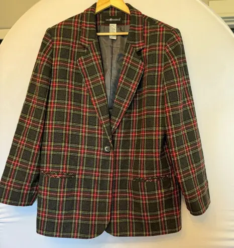 Vintage wool blend plaid women’s blazer size 18 XL Black