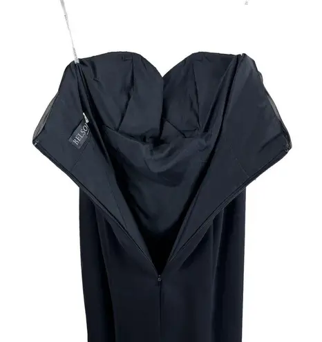 Vintage Bel Soie Black Strapless Beaded Empire Waist Floor Length Gown Size 8