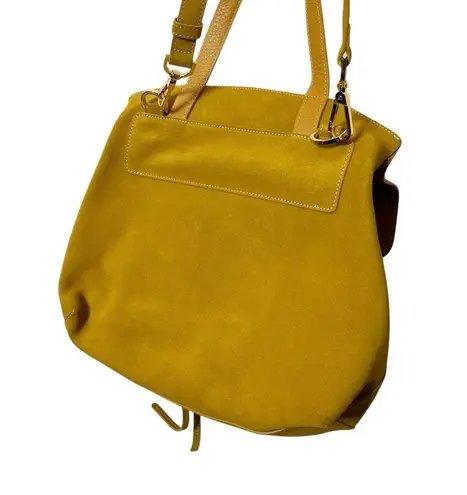 Mansur Gavriel Lady Bag Mustard Yellow Suede Top Handle Adjustable Strap