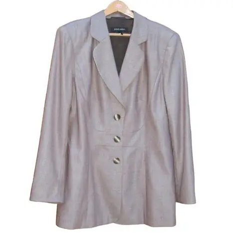 Escada Light Brown Stretch Silk Wool Blazer Tan Size 10