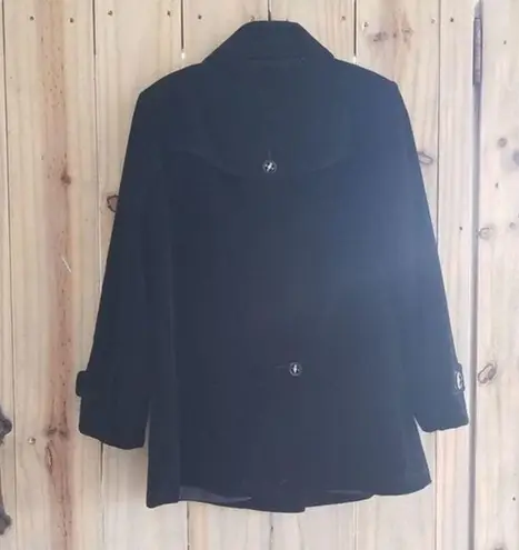 Gallery  Black‎ Women's black pea coat jacket Long sleeve button up Medium