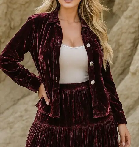 Double D Ranch crushed velvet jacket, and skirt set oversized