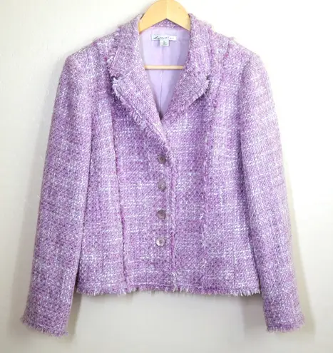 Lillie Rubin Vintage Tweed Bouclé Blazer Jacket Women's 14 Lavender Wool Purple