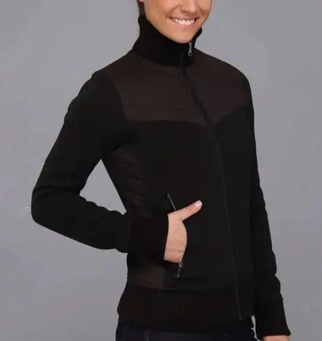 Marmot Jacket Women’s Black Tech Sweater Coat Sz L GUC Mixed Media Outdoor Ski