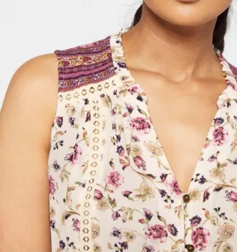 Mason & Belle  Womens Floral Sleeveless Button Down Corean Blouse Multi Medium