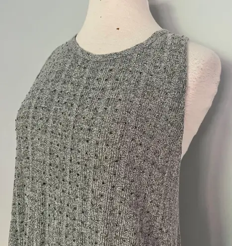Vocal Gray Sleeveless Beaded Tank Top Blouse