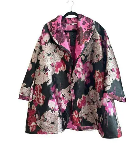 Bryn Walker Floral Marcella Jacket Coat Size Large Pink Black Oversize NWT
