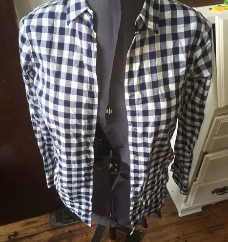 J Crew Factory checked business casual button down shirt Black Size XXS