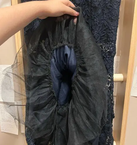 Navy Blue Mini Sleeveless Dress with Knitted Mesh and Petticoat Size M