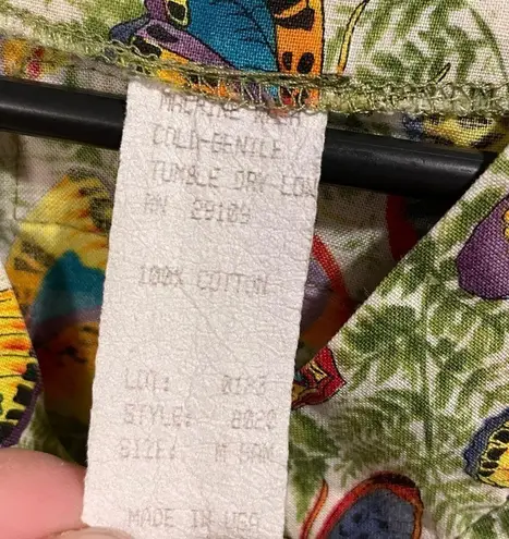 Cotton Club Retro Fun Multicolor Butterfly and Fern Short Sleeve Medical Scrubs Size M