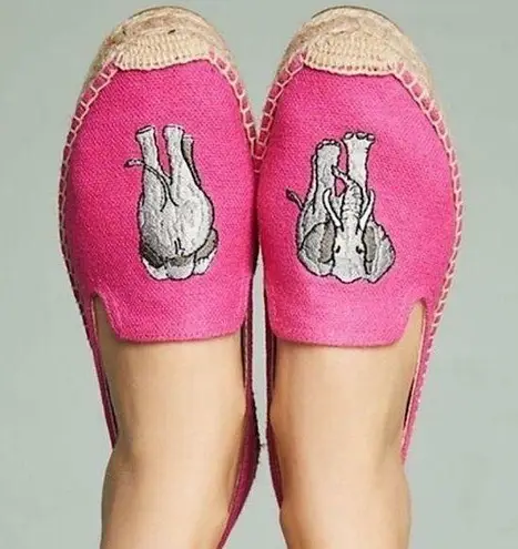 Soludos Elephant Embroidered Platform Espadrilles Pink 7.5