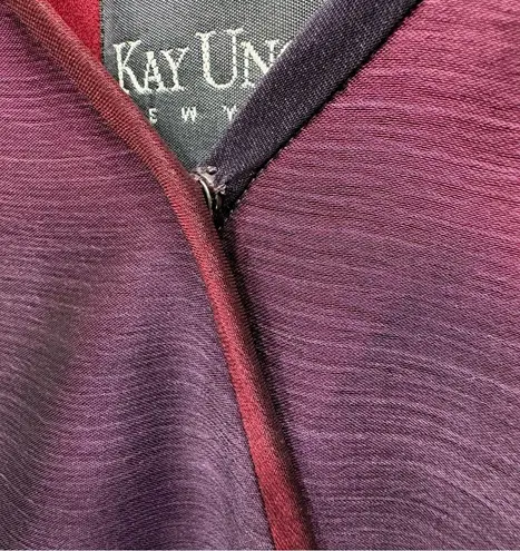 Kay Unger NEW  New York Burgundy to Deep Purple Ombré Sleeveless Wrap Dress Sz 10