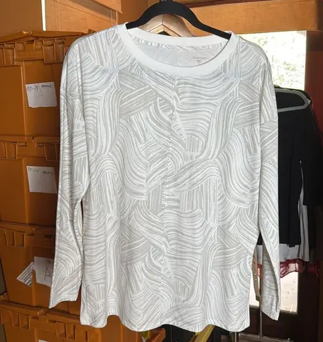 Garnet Hill Boxy Tunic Gray White Tee Size Small