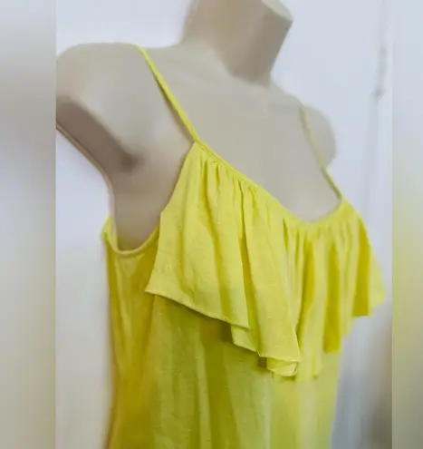 Rebecca Taylor Womens Sleeveless Cami Ruffled Top XS Bright Yellow Tank Top