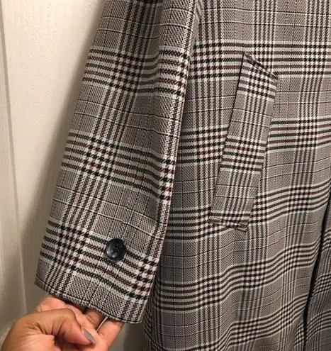 Vintage Plaid Long Trench Coat Size M