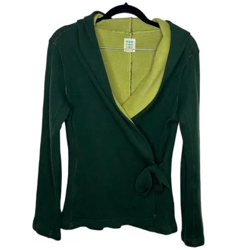 Title Nine Green Extra Fine Merino Wool Wrap Hooded Jacket Women's Medium