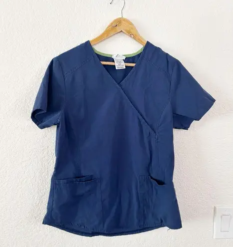 Scrubstar Blue Flutter Sleeve Wrap Top