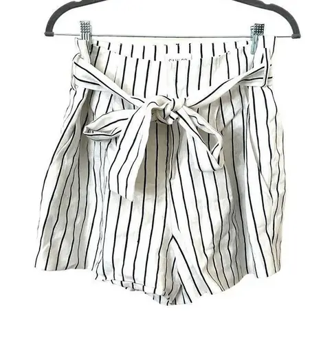 Saylor Linen Striped High Waist Shorts with Belt Sz M
