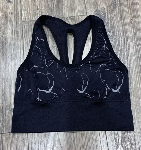Tahari Sport Black and Grey Marble Sports Bra
