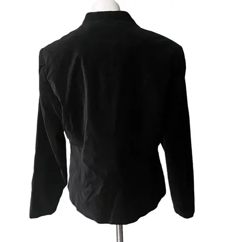 Reba Mandarin Collar Velvet Dress Jacket Blazer Black Gold, XL