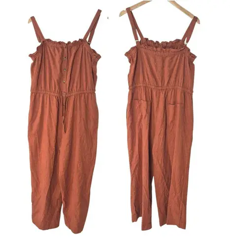 Toad & Co Taj Hemp Strappy Sleeveless Jumpsuit Terracotta Size Medium