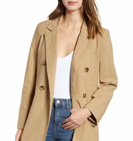 NWT Prima X Nordstrom Double Breasted Jacket Trench Coat Large Tan