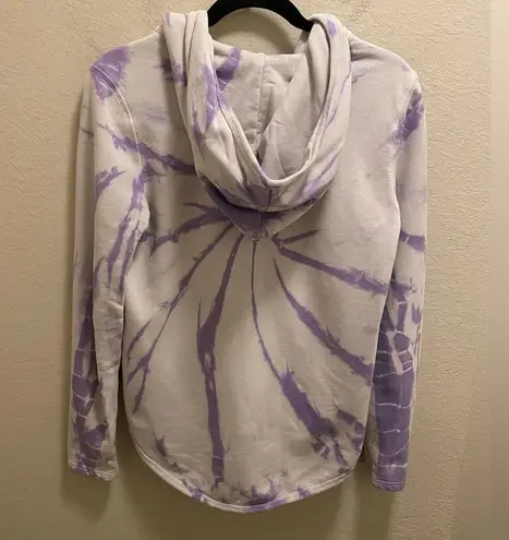 ATM Anthony Thomas Melillo Purple & White Tie Dye Zip Front Hoodie Size Small