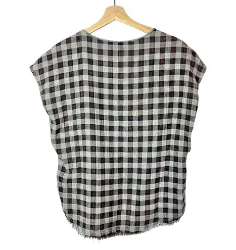 Gimmicks by BKE Laser Cut Blue Plaid Short Sleeve Blouse S