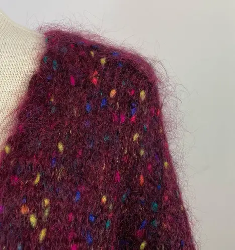 Vintage Cape Isle Knitters Fuzzy Mohair Confetti Cardigan Sweater slouchy 90s S