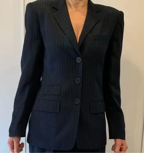 Lauren Ralph Lauren silk dark blue pinstriped suit jacket size 8