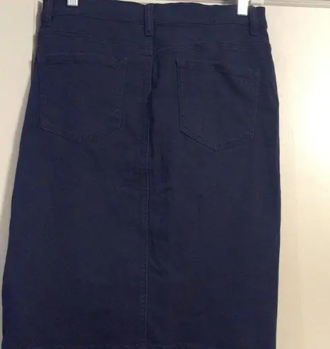 NWT New Cotton blend dark blue snap front skirt Medium M womens