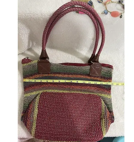 The Sak Crochet Multi Colored Stripes Boho Shoulder Bag Purse