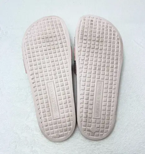 MICHAEL Michael Kors Brandy Pink and Silver Slide Size 8M
