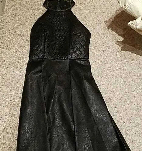 Bariano Faux Leather Halter Dress