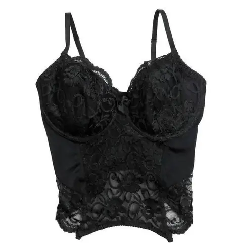 La Bellezza 1990s Vintage Black Lace Sexy Corset 36D Size undefined