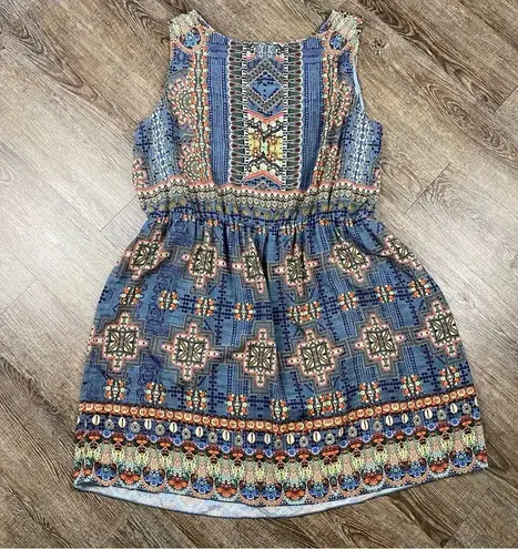 Hemant & Nandita Dress Women 2X Blouson Boho Scoop Neck Colorful Sleeveless Midi Size XXL