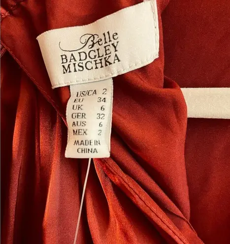 Badgley Mischka Belle Dress Wine Red Gigi Mock Neck Long Sleeve Trapeze Sz 2 NWT