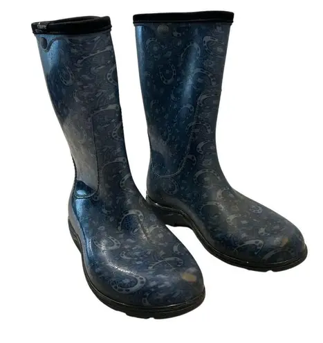 Sloggers Women's Blue Paisley Horsehoe Waterproof Rain Boots Size 7 Garden