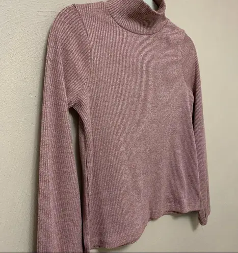 Madewell Mock Neck Ribbed Pink Sweater