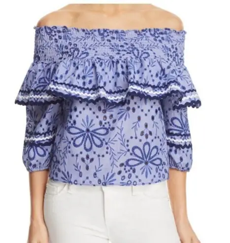 Red Carter smocked Rick rack off the shoulder S flowy ruffle blouse