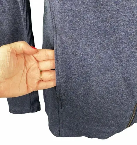 H by Bordeaux Navy Fleece Zip Up Sweatshirt Moto Jacket