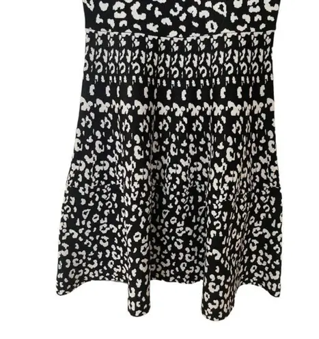 Rebecca Taylor  Leopard Print Sweater Dress Size Small Black and White Sleeveless